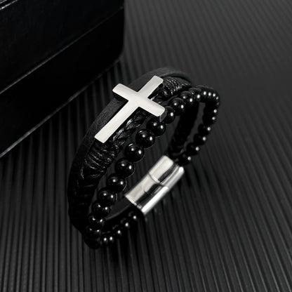 Fashion Handmade Braided Bracelet Vintage Cross Bracelet