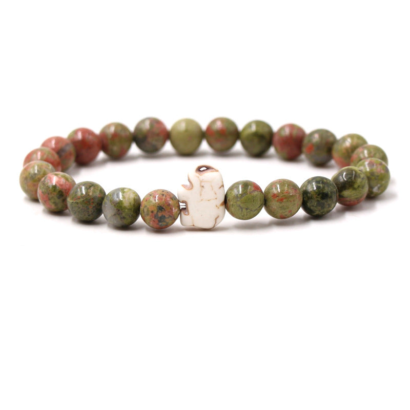 European And American Blue Pine Green Malachite Elephant Bracelet