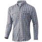 Nomad Long Sleeve Shirts Nomad Nomad Stretch-Lite Plaid Long Sleeve Shirt Silver Blue M