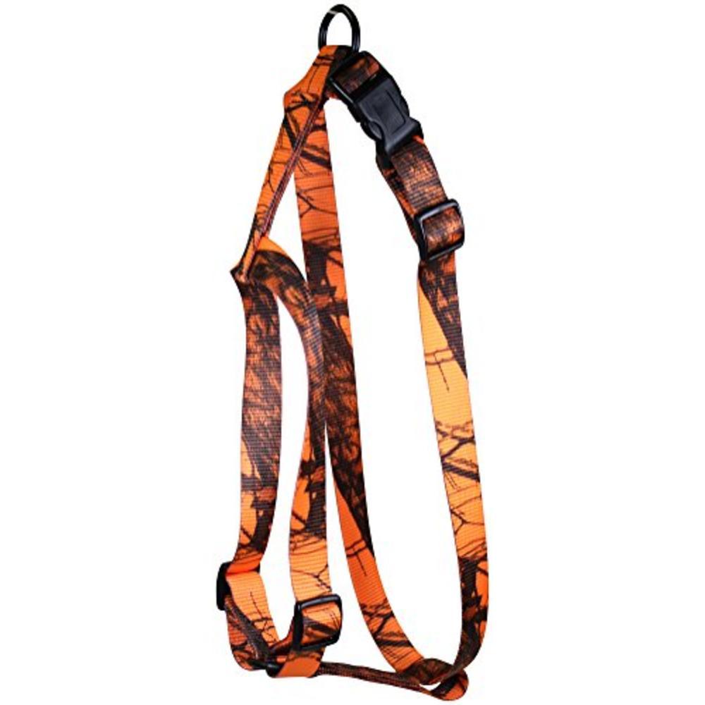 Omnipet Collars &amp; Leashes|Collars Leashes &amp; Harnesses|Hunting Leather Brothers  DBA Omnipet Omnipet Kwik Klip Adjustable Nylon Pet Harness 1" 1 Ply Mossy Oak Blaze Orange Camo Large