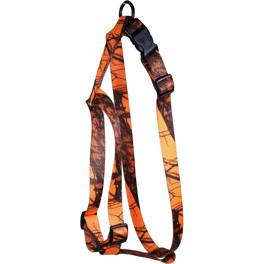 Omnipet Collars &amp; Leashes|Collars Leashes &amp; Harnesses|Hunting Leather Brothers  DBA Omnipet Omnipet Kwik Klip Adjustable Nylon Pet Harness 5/8" 1 Ply Mossy Oak Blaze Orange Camo