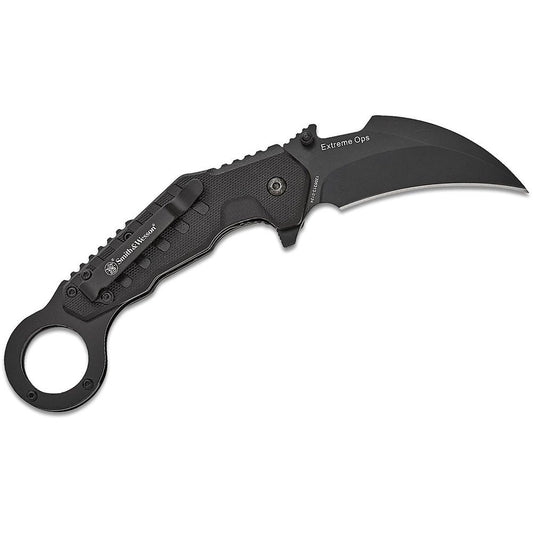 Battenfeld Knives Knives Battenfeld Knives Smith & Wesson Extreme Ops Karambit Assisted Folding Knife 3" Hawkbill Blade Black