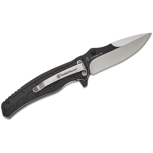Battenfeld Knives Knives Battenfeld Knives Smith & Wesson Extreme Ops Folding Knife 3" Drop Point Blade Two Tone Black Silver