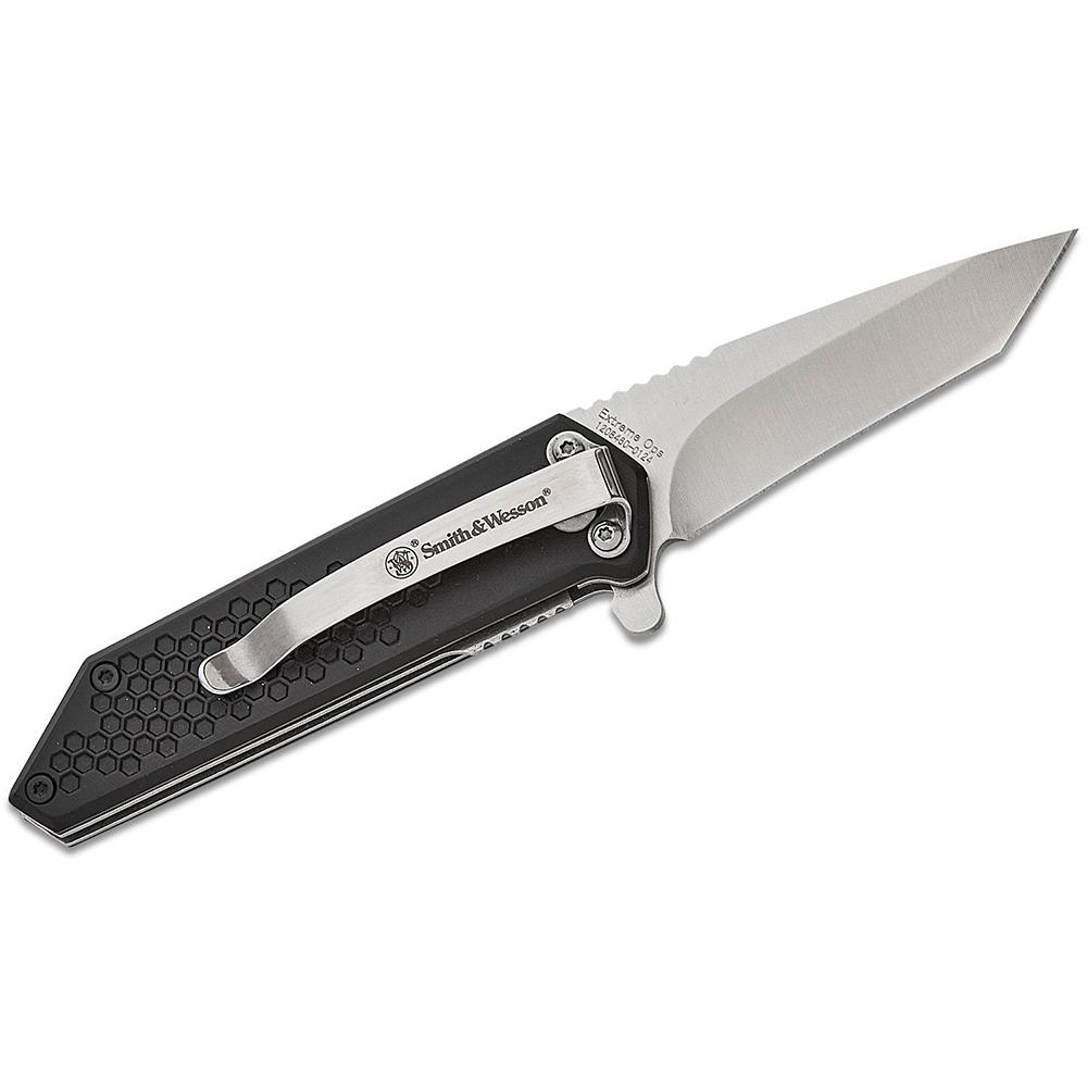 Battenfeld Knives Knives Battenfeld Knives Smith & Wesson Extreme Ops Spring Assist Folding Knife 2-1/2" Tanto Blade Black