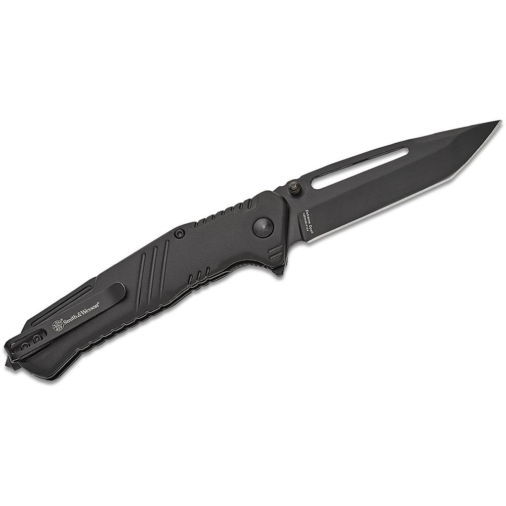 Battenfeld Knives Knives|Knives &amp; Edged Tools Battenfeld Knives Smith & Wesson Extreme Ops Folding Knife 3-1/2" Tanto Blade Black with Glass Breaker Box
