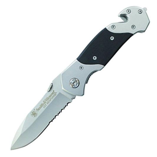 Battenfeld Knives Knives &amp; Edged Tools|Knives &amp; Edged Tools Battenfeld Knives Smith & Wesson First Responder Folding Knife 3-3/10" Serrated Drop Point Blade Black Silver