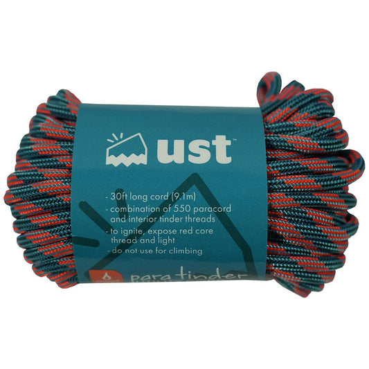 AOB Emergency &amp; Survival AOB Ultimate Survival ParaTinder 550 Paracord With Tinder Cord Orange/Blue - 30 ft