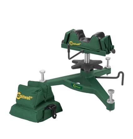 AOB Shooting Rests AOB Battenfeld Caldwell The Rock Deluxe Front Rest with Rear Bag filled