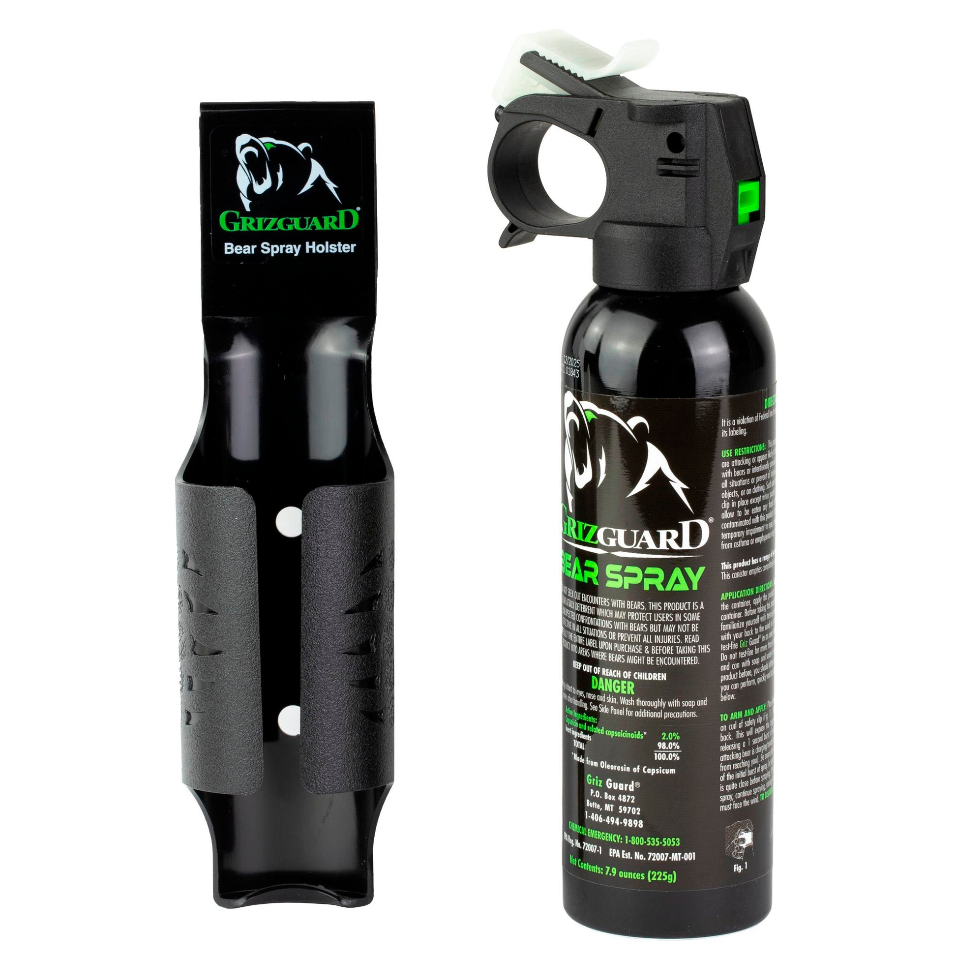 Personal Security Products Bear Safety Gear|Pepper Spray Personal Security Products Griz Guard Bear Spray with Holster 7.9 oz Shrink Wrap Retail Packaging