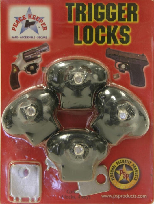 Personal Security Products Gun Locks Personal Security Products Bulls Eye Peace Keeper Plastic Keyed Trigger Lock - 4 Pack