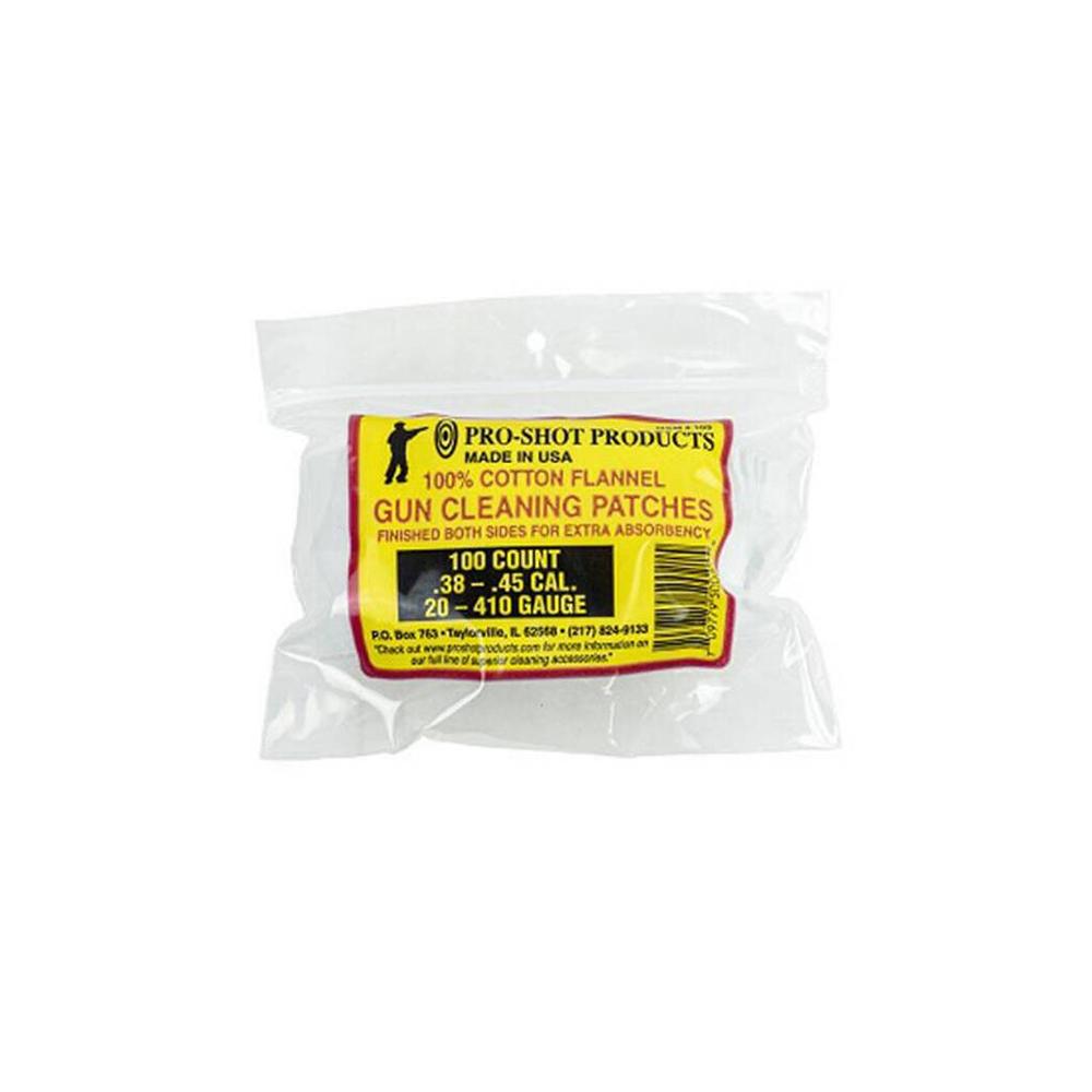 Pro-Shot Products Gun Cleaning Jags Patch Holders &amp; Patches Pro-Shot Products Pro-Shot 100% Cotton Flannel Patches .38-.45 Cal 100/ct