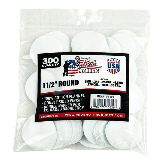 Pro-Shot Products Gun Cleaning Jags Patch Holders &amp; Patches Pro-Shot Products Pro-Shot 1 1/2" Round 100% Cotton Patches 300/ct
