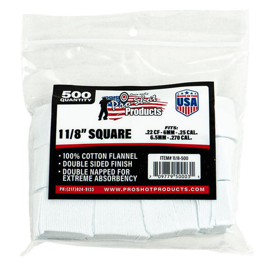 Pro-Shot Products Gun Cleaning Jags Patch Holders &amp; Patches Pro-Shot Products Pro-Shot Cotton Cleaning Patches SQ 1-1/8" 22/270 500/ct