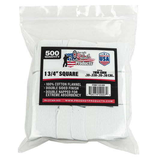 Pro-Shot Products Gun Cleaning Jags Patch Holders &amp; Patches Pro-Shot Products Pro-Shot 1 3/4" Square 100% Cotton Patches 500/ct
