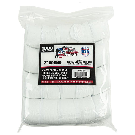 Pro-Shot Products Gun Cleaning Jags Patch Holders &amp; Patches Pro-Shot Products Pro-Shot 2" Round 100% Cotton Patches 1000/ct