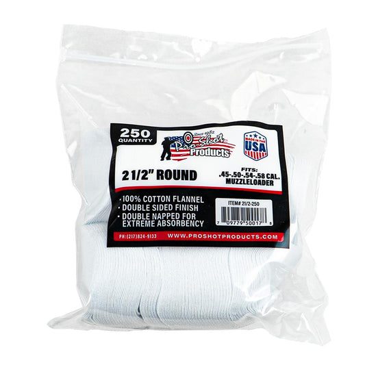 Pro-Shot Products Gun Cleaning Jags Patch Holders &amp; Patches Pro-Shot Products Pro-Shot 2 1/2" 100% Cotton Patches 250/ct