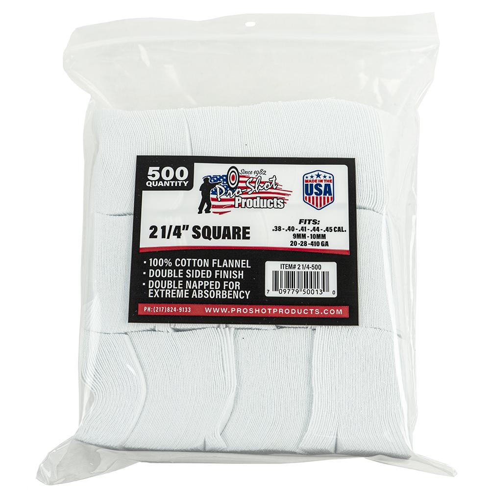 Pro-Shot Products Gun Cleaning Jags Patch Holders &amp; Patches Pro-Shot Products Pro-Shot 2 1/4" Square 100% Cotton Patches 500/ct