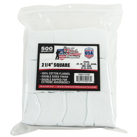 Pro-Shot Products Gun Cleaning Jags Patch Holders &amp; Patches Pro-Shot Products Pro-Shot 2 1/4" Square 100% Cotton Patches 500/ct