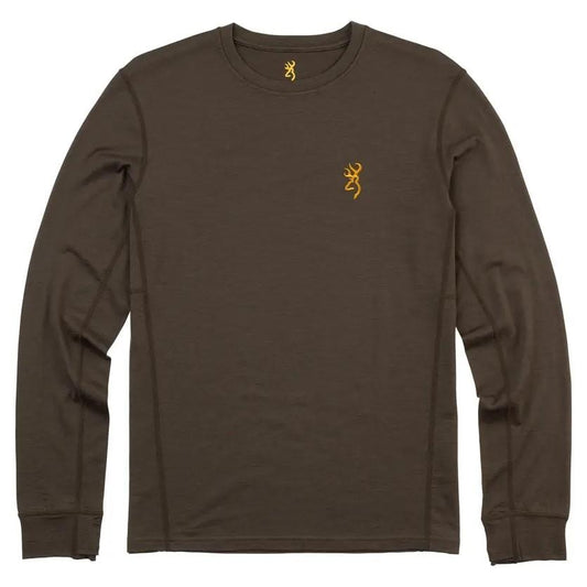Browning Hoodies &amp; Sweatshirts|Long Sleeve Shirts|Clothing &amp; Footwear Browning Merino Crew Long Sleeve Shirt Major Brown S