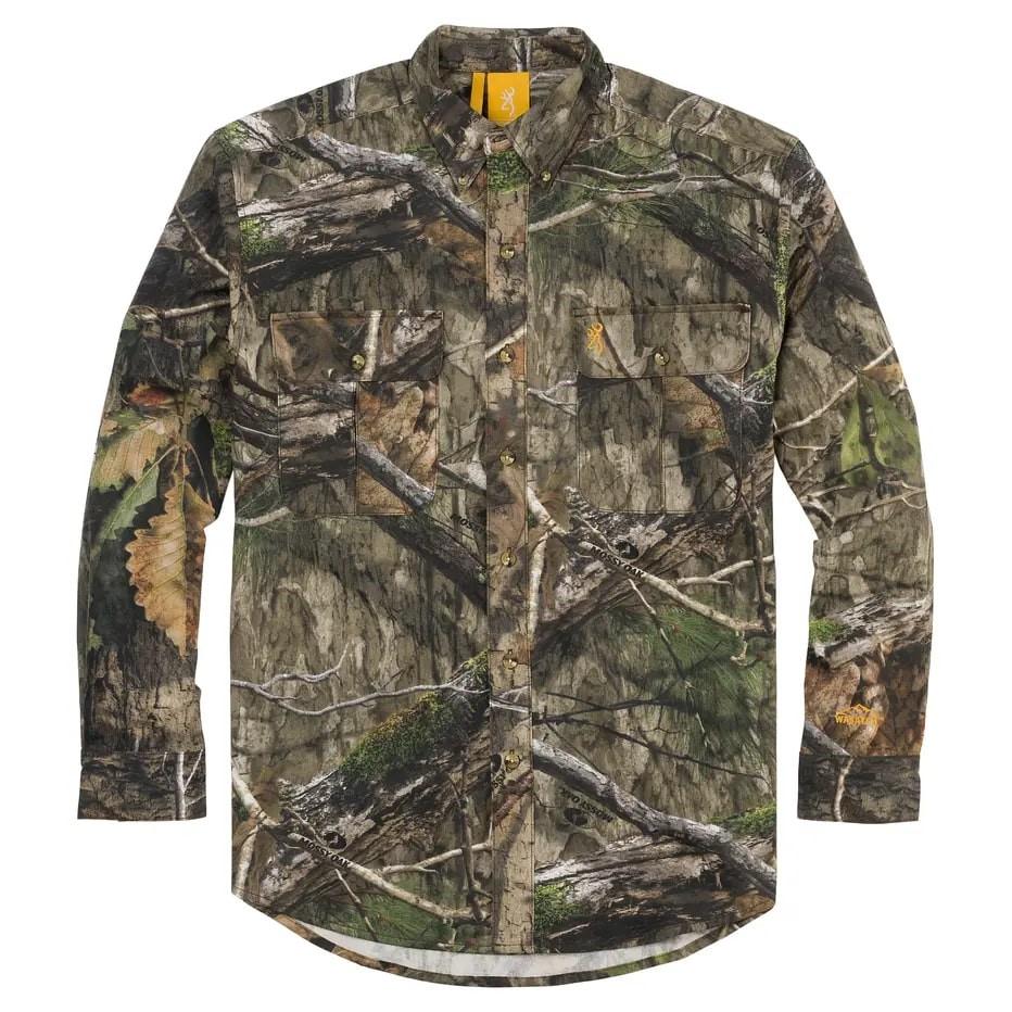 Browning Long Sleeve Shirts|Clothing &amp; Footwear Browning Wasatch-CB Shirt Button-Front 2 Pocket Mossy Oak DNA S
