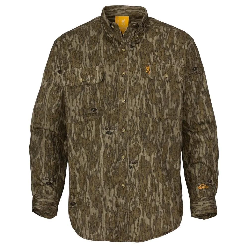 Browning Long Sleeve Shirts|Clothing &amp; Footwear Browning Wasatch-CB Shirt Button-Front 2 Pocket Mossy Bottomland S
