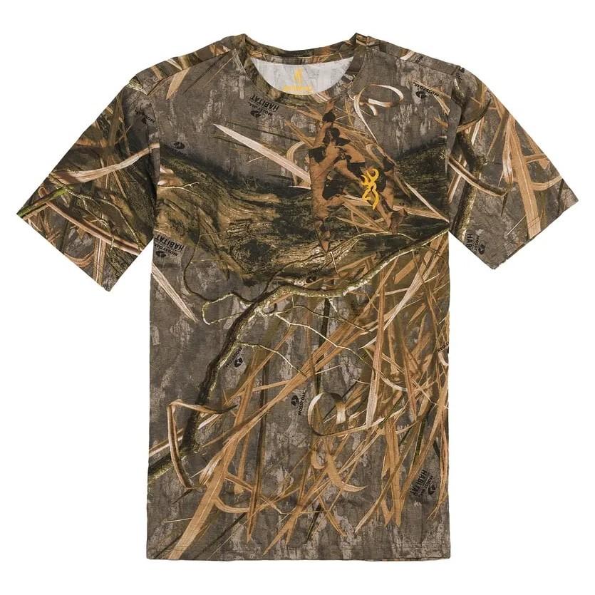 Browning Short Sleeve Shirts|Clothing &amp; Footwear Browning Wasatch Short Sleeve T-Shirt Mossy Oak Shadow Grass Habitat S