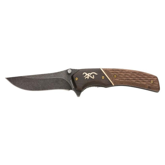Browning Knives &amp; Edged Tools|Knives Browning Buckmark Hunter Liner Lock Knife Hardwood Scales - Large - 3-1/2" Blade Black