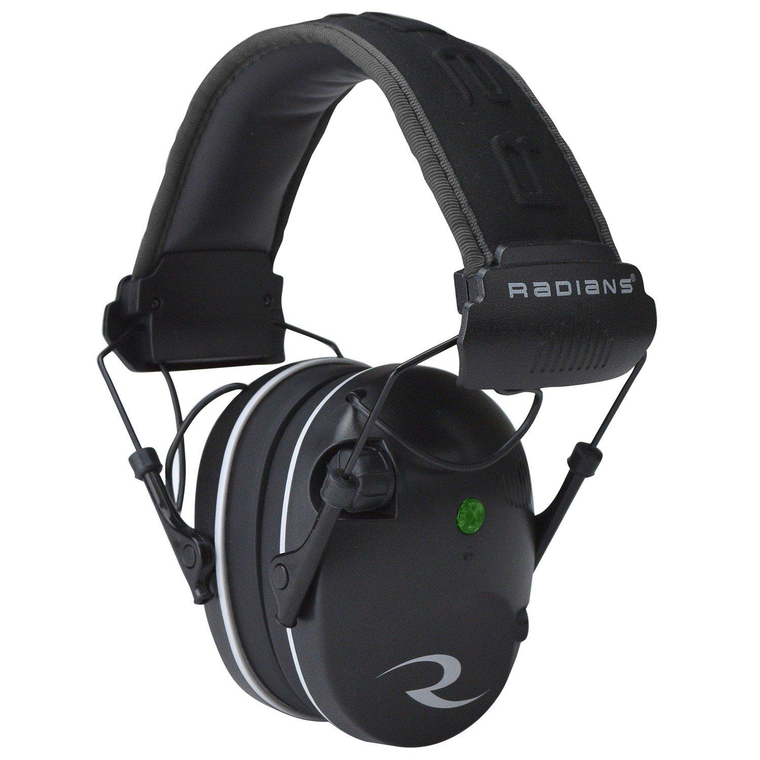 Radians Ear Muffs Radians  Radians Dual Microphone Electronic Earmuff 3.5mm Stereo Jack 23dB Black Grey