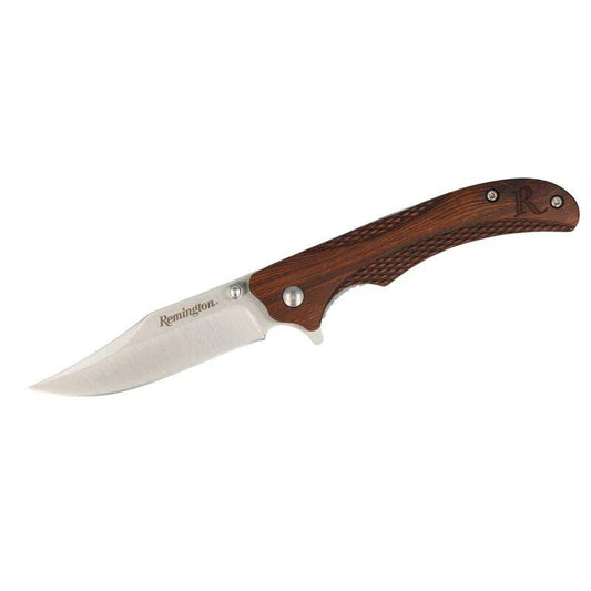 Remington Knives &amp; Edged Tools Remington  Remington Woodland Liner Lock Folding Knife Clip Point Blade Brown