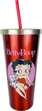 Spoontiques Betty Boop Stainless Steel Cup with Straw - Drinkware Tumbler - 24 Oz.