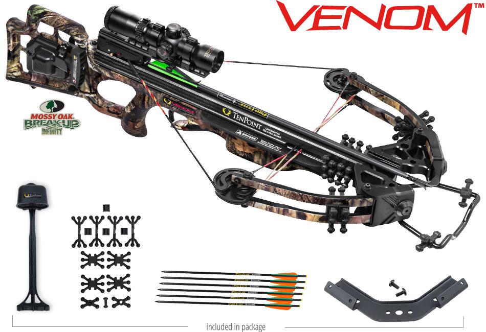 Tenpoint Crossbow Technologies Crossbows|Hunting Tenpoint Crossbow Technologies Tenpoint Venom Crossbow Package with AcuDraw 50 & RangeMaster Pro Scope - Mossy Oak Breakup Infinity