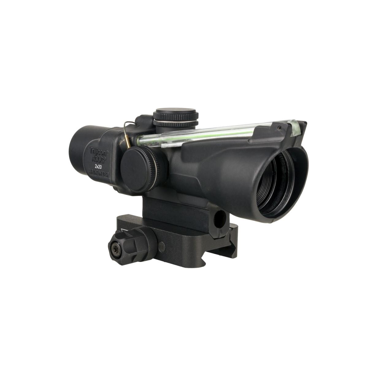Trijicon Optics|Centerfire Scopes Trijicon Trijicon Compact ACOG 2x20 Rifle Scope Green Crosshair Reticle Illuminated Black With Mount
