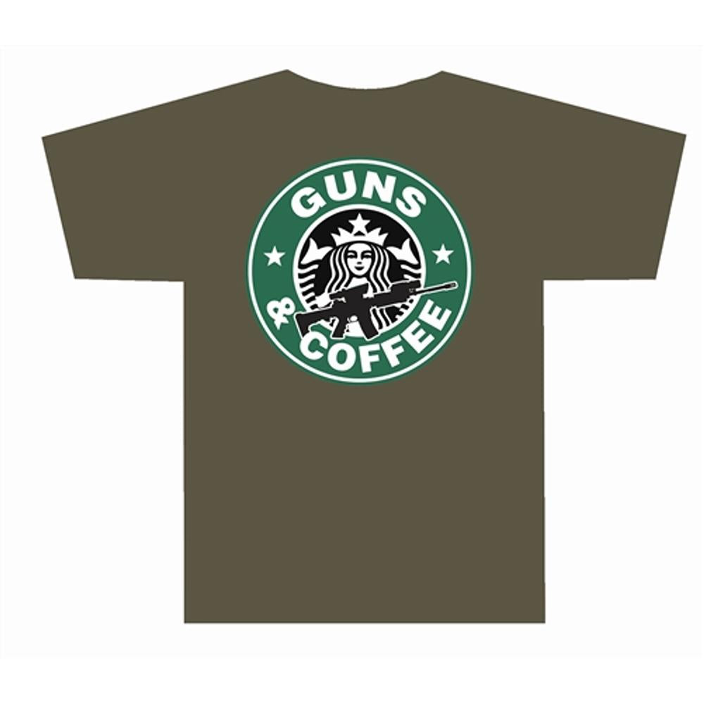 Tuff Products Short Sleeve Shirts Tuff Products Tuff Products Guns and Coffee Short Sleeve Shirt OD Green 2XL