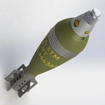United States 81mm M43 HE Mortar Shell — Full-Size 3D-Printed Replica (13.2" x 3.2") — Non-Functional Display / Prop
