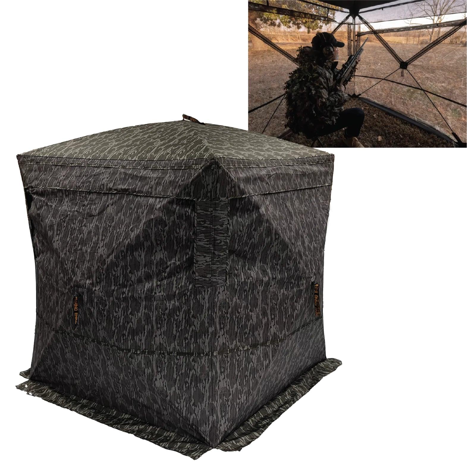 Rhino Blinds Ground Blinds|Hunting Rhino Blinds Right Handino R-180 See Through Ground Blind Mossy Oak Bottomland