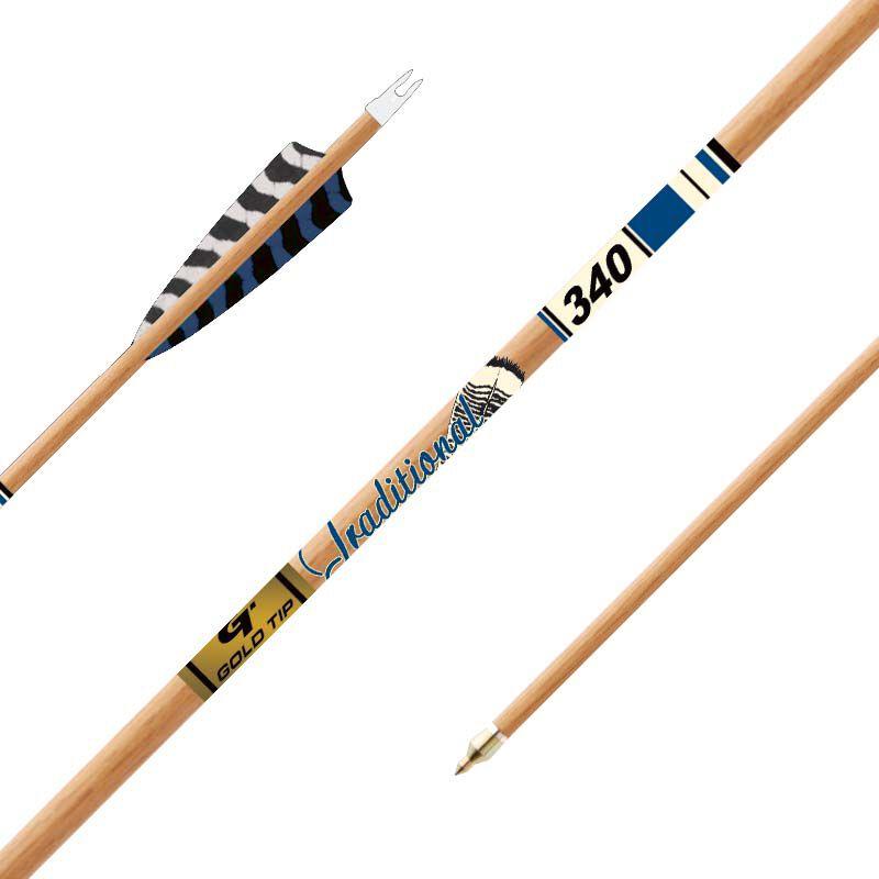 Gold Tip Arrows Gold Tip Gold Tip Traditional XT Arrows - 340 - 5" Barred Feathers - 1/2 dozen