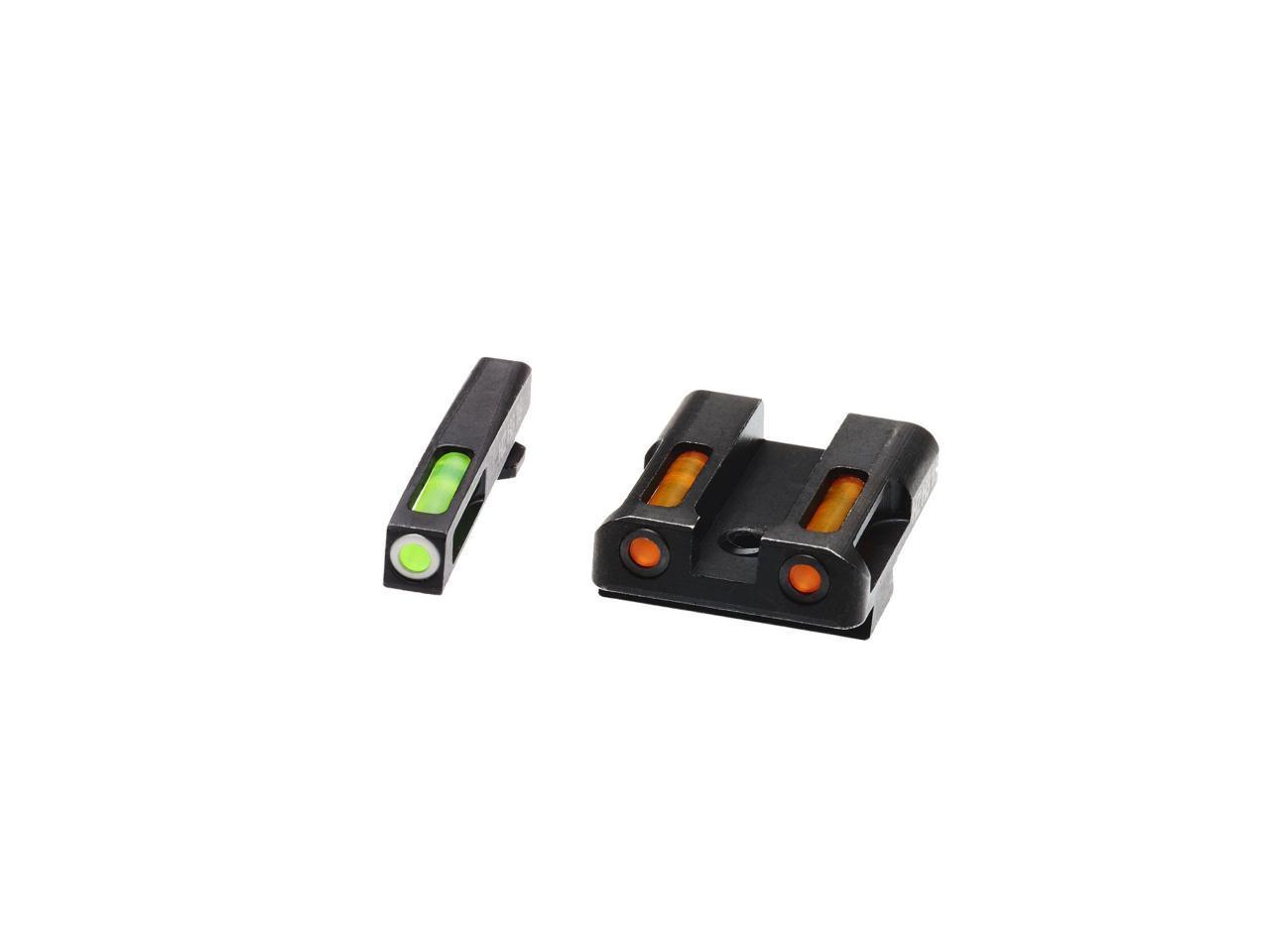 Hiviz Optics|Fiber Optic Sights Hiviz HIVIZ LiteWave H3 sight Orange/Green LitePipe/White front ring fits Glock Models Chambered in 9mm Luger 40 S&W and .357 Sig