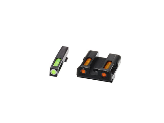 Hiviz Optics|Fiber Optic Sights Hiviz HIVIZ LiteWave H3 sight Orange/Green LitePipe/White front ring fits Glock Models Chambered in 9mm Luger 40 S&W and .357 Sig