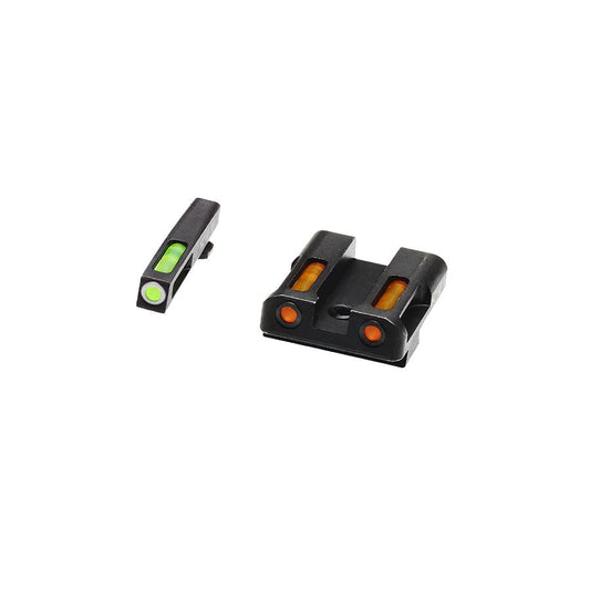 Hiviz Optics|Fiber Optic Sights Hiviz HIVIZ LiteWave H3 sight orange/Green Litepipes With White front ring Glock models chambered in 45 ACP 45 Gap and 10mm