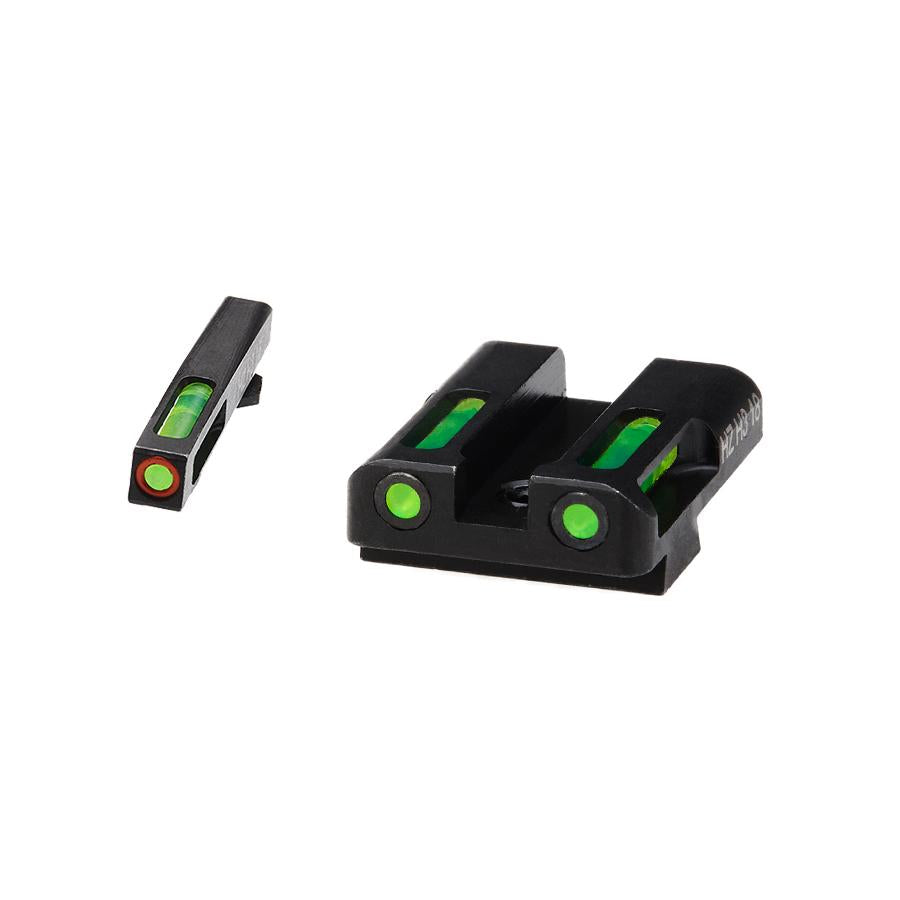 Hiviz Fiber Optic Sights Hiviz HIVIZ LiteWave H3 sight Green LitePipe/orange front ring fits Glock Models Chambered in 9mm Luger 40 S&W and .357 Sig