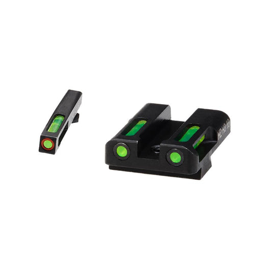 Hiviz Fiber Optic Sights Hiviz HIVIZ LiteWave H3 sight Green LitePipe/orange front ring fits Glock Models Chambered in 9mm Luger 40 S&W and .357 Sig