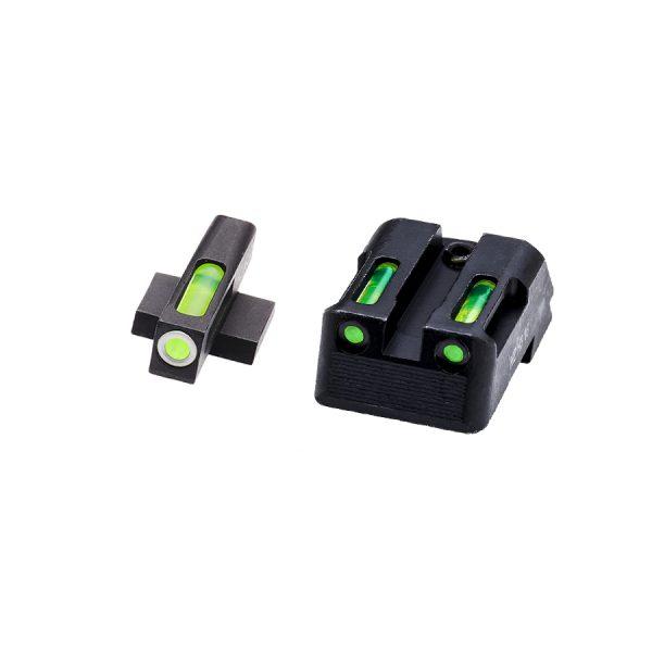 Hiviz Fiber Optic Sights Hiviz HIVIZ LiteWave H3 sight Green LitePipe With White front ring Fits Kimber 1911 models