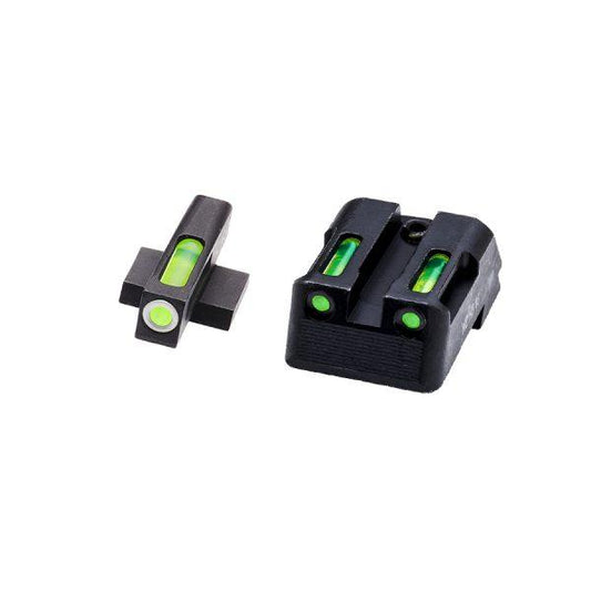 Hiviz Fiber Optic Sights Hiviz HIVIZ LiteWave H3 sight Green LitePipe With White front ring Fits Kimber 1911 models