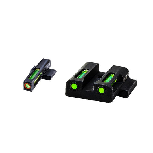 Hiviz Fiber Optic Sights Hiviz HIVIZ LiteWave H3 sight Green LitePipe/Orange front ring fits S&W Shield models