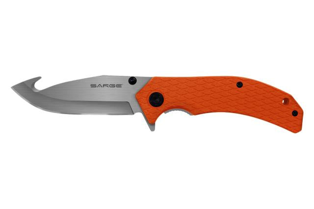 Sarge Knives Knives &amp; Edged Tools|Knives Sarge Knives Sarge Knives Adrenaline Spring Assist Folding Knife 3-1/2" Gut Hook Blade Orange