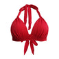 Big Breast Bikini Unlined Top Strap Solid Color Wireless Swimsuit European And American Swimwear Women