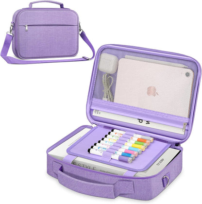 FINPAC Large Bible Cover W/Shoulder Strap, Carrying Book Case Church Bag Bible Protective W/Pen Slots and Zippered Pocket, Gift for Women Lady, Lilac