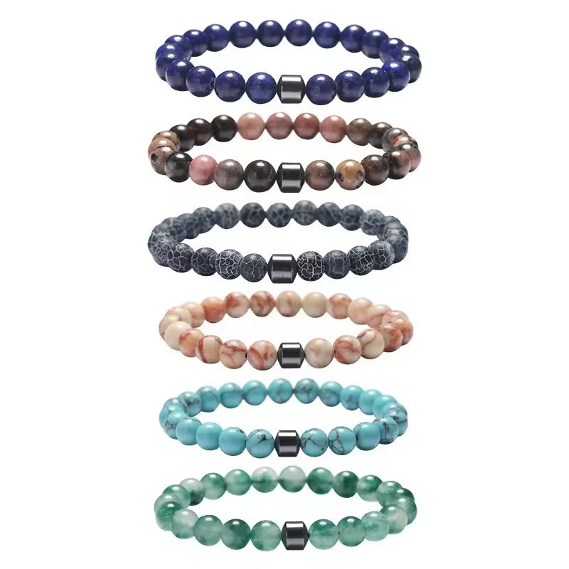 Natural Gemstone Bracelet Vintage Stone Beads Men Women Jewelry
