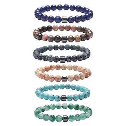 Natural Gemstone Bracelet Vintage Stone Beads Men Women Jewelry