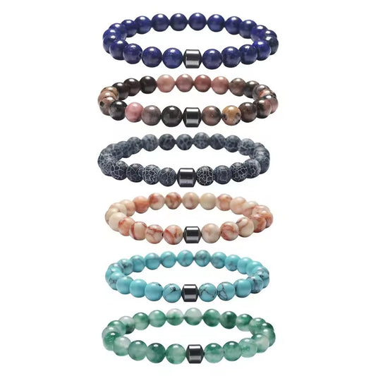 Natural Gemstone Bracelet Vintage Stone Beads Men Women Jewelry